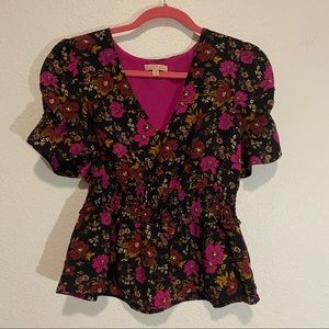 Rabbit rose floral peplum top